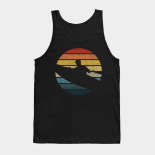 Canoeing Silhouette On A Distressed Retro Sunset print Tank Top
